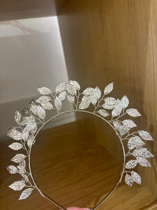 Silver leaf crown headpiece