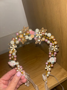 Pink floral detailed headpiece