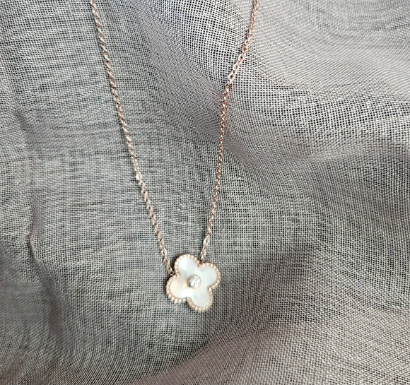 Clover Necklace - White