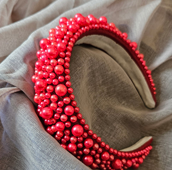 Ellen pearl headband (Red)