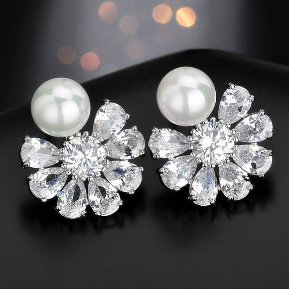 Flora Earrings (platinum plated)