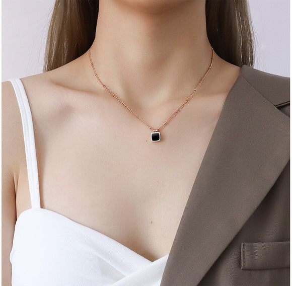 Black Square Pendant Necklace